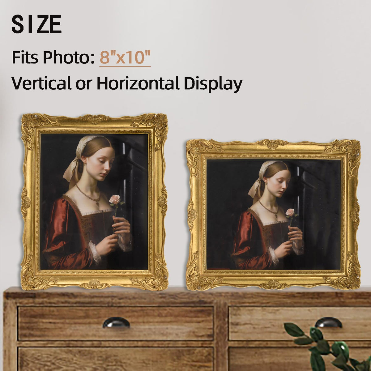 Saysmile 8x10 gold frame on easel back for versatile tabletop presentation.