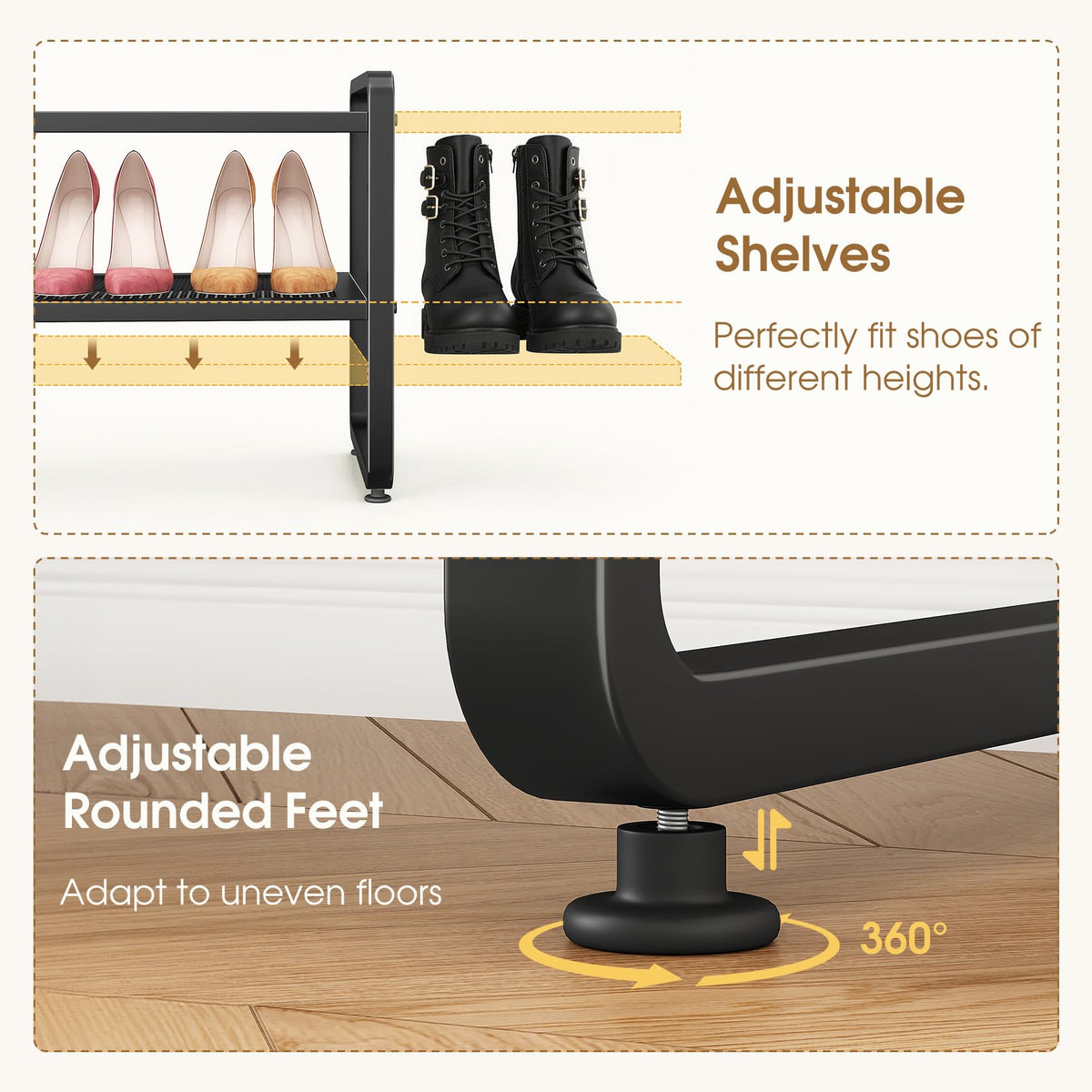 SAYZH anti-scratch feet protect floors on uneven surfaces