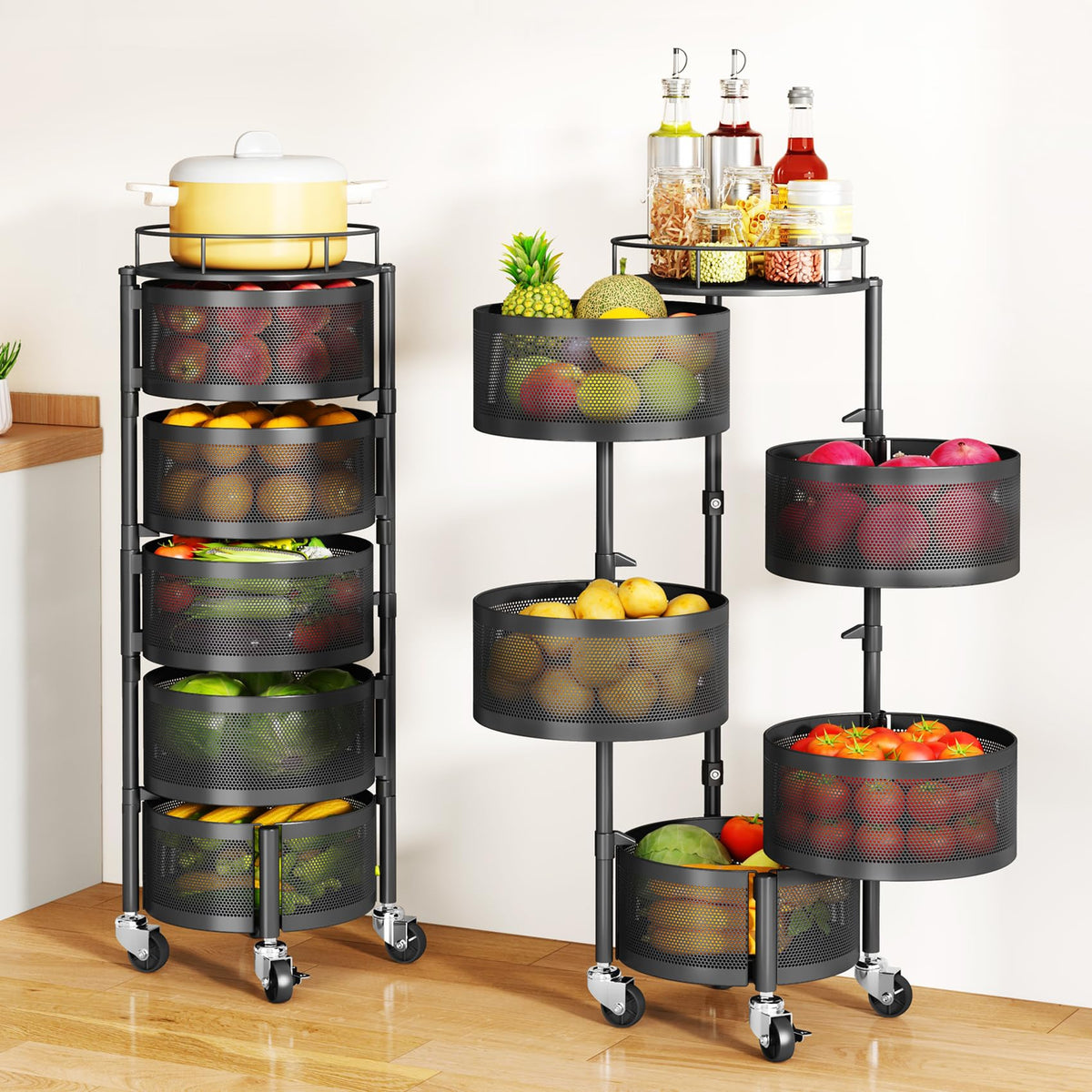 SAYZH fruit-vegetable basket with top lid for organized kitchen storage