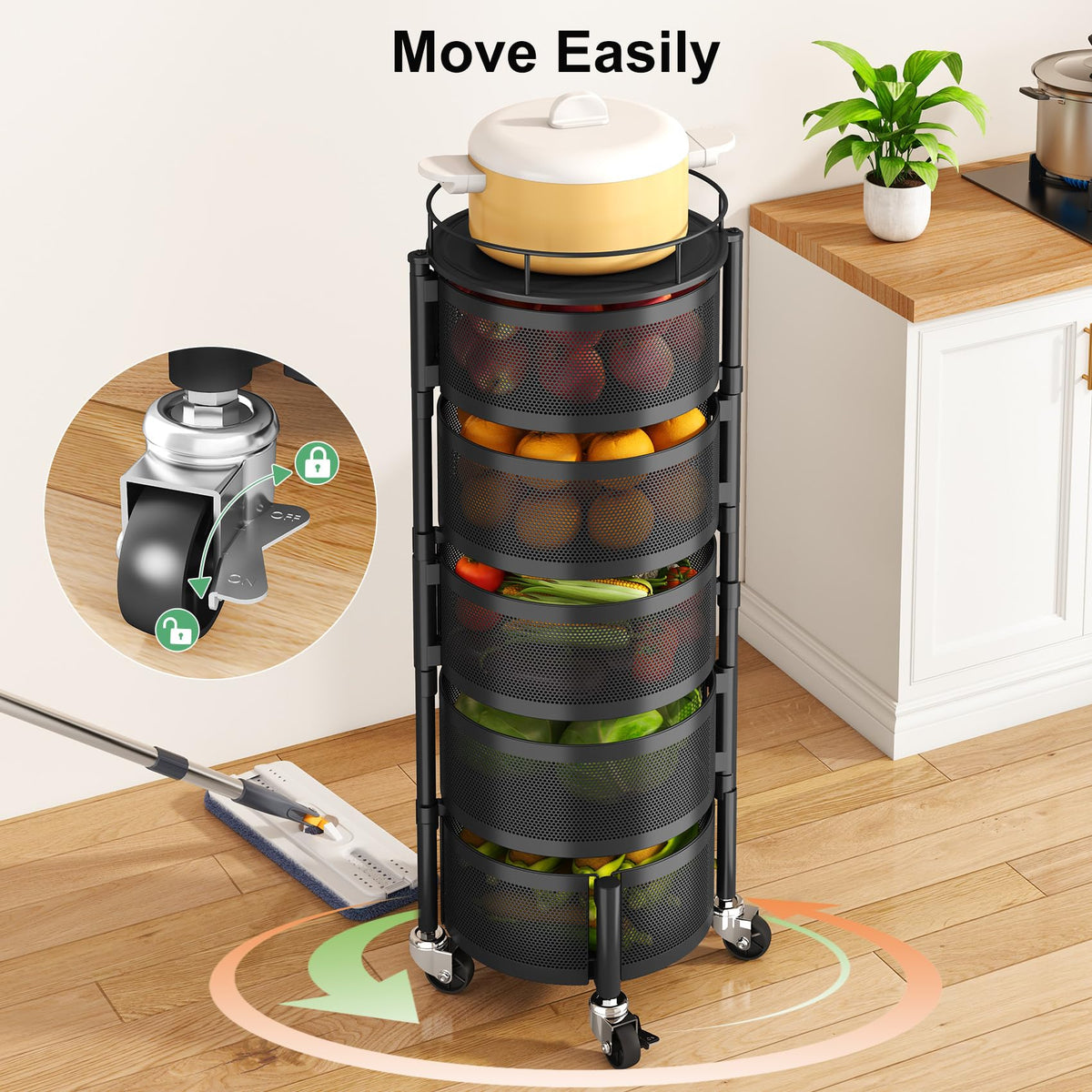 SAYZH four lockable casters enable secure mobility between rooms
