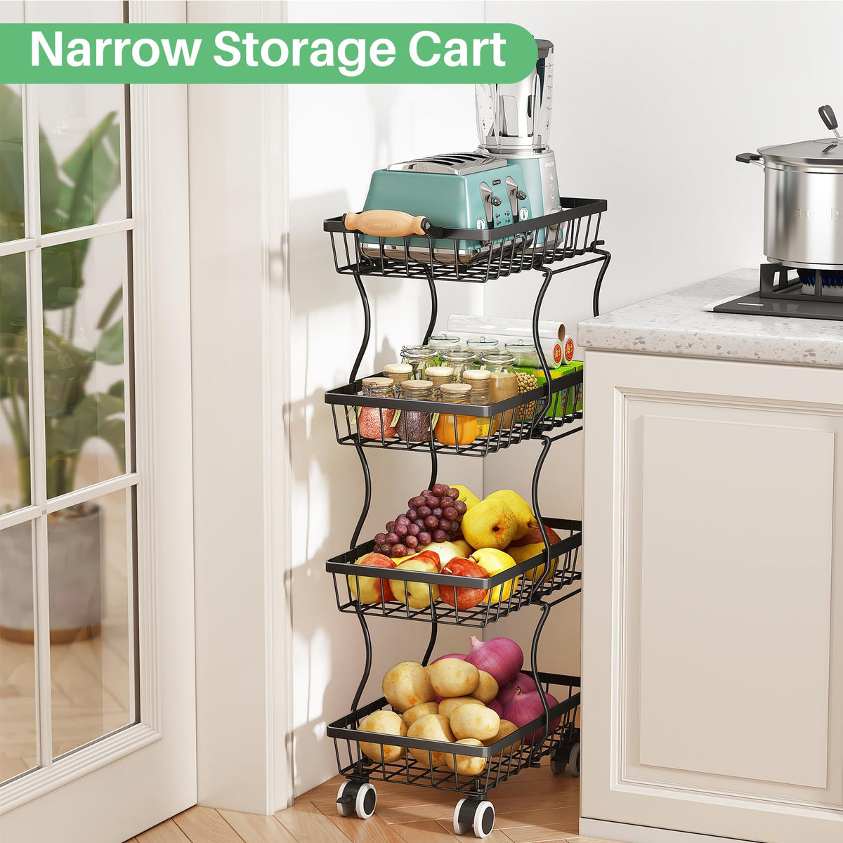 SAYZH rolling storage cart with casters for easy relocation.