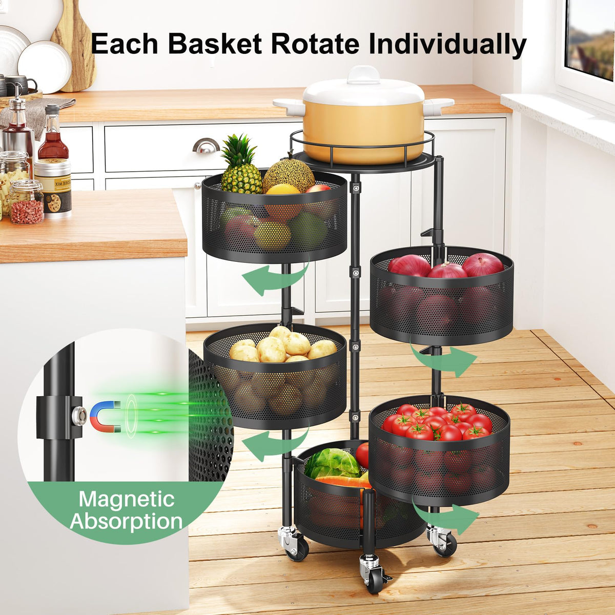 SAYZH rotating storage cart demonstrates 360-degree rotation for easy access