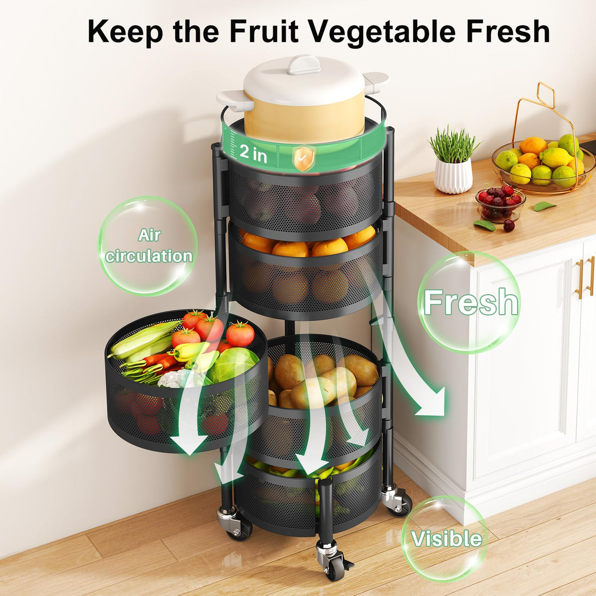 SAYZH sturdy steel construction promises durable kitchen organization