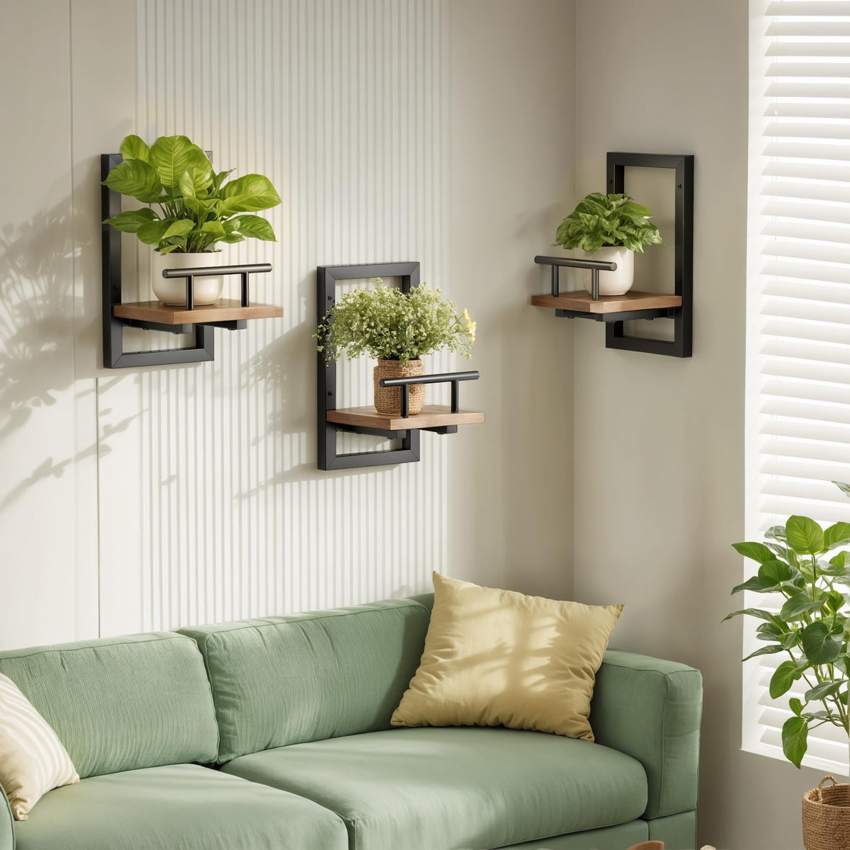 Sbosbo floating shelves in living room showcase compact space-saving display