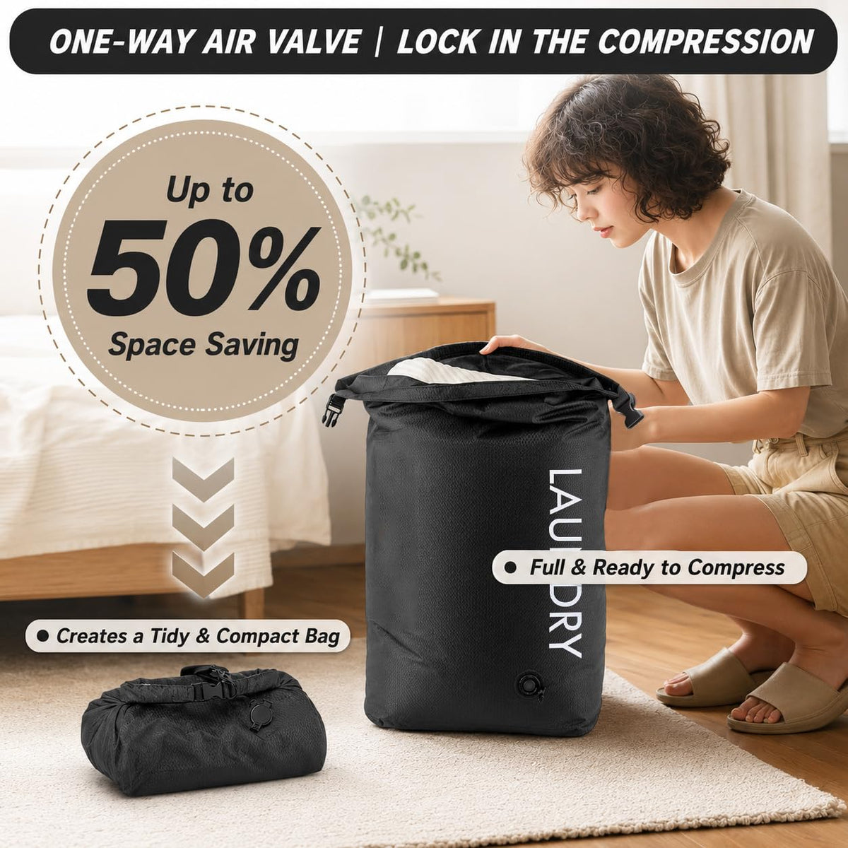 Scandihome travel laundry bag used for multiuse storage like clothes, towels, and shoes.
