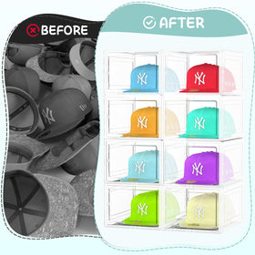 SCAVATA baseball cap storage system fits multiple caps compactly.