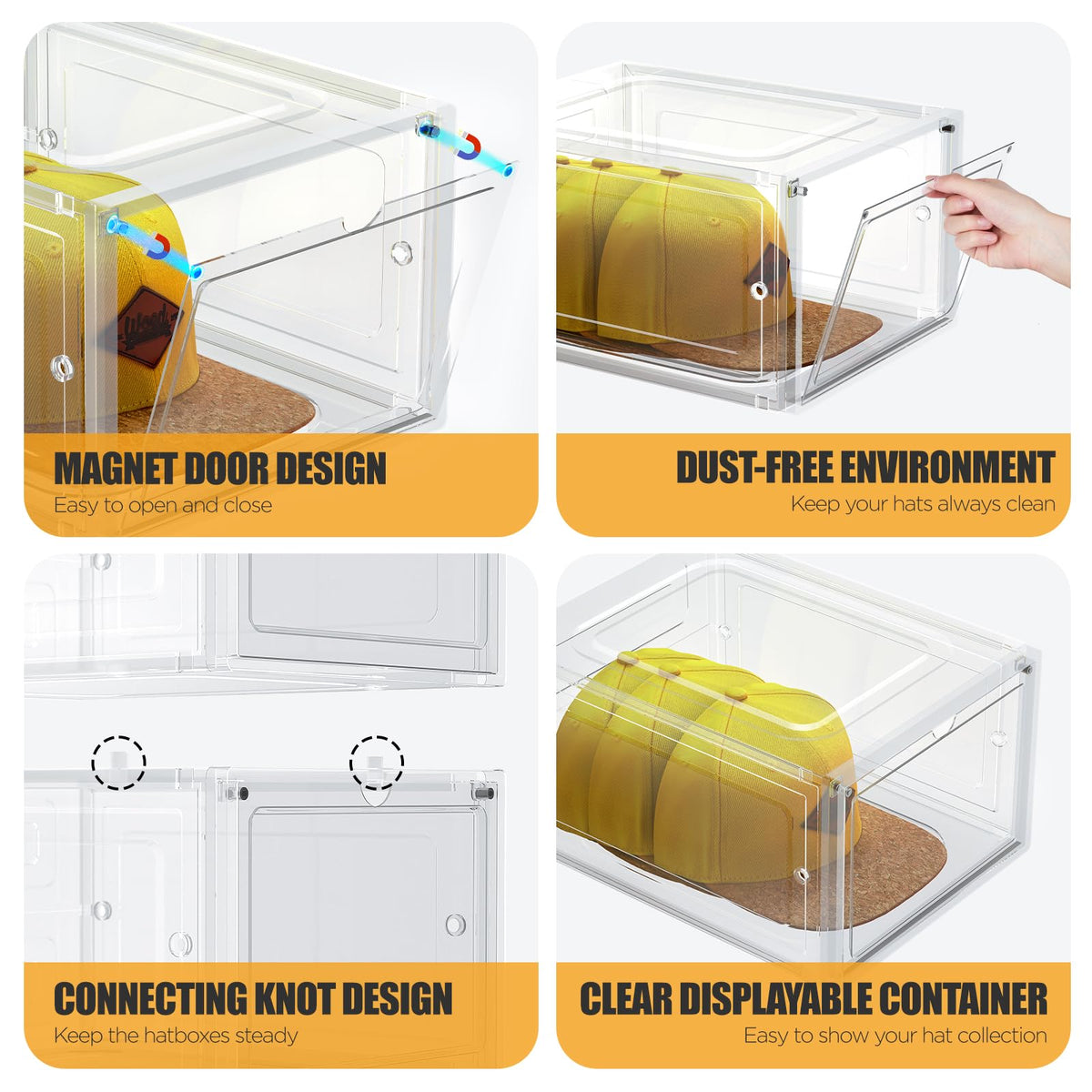 SCAVATA hat box with magnetic door for one-handed easy access.