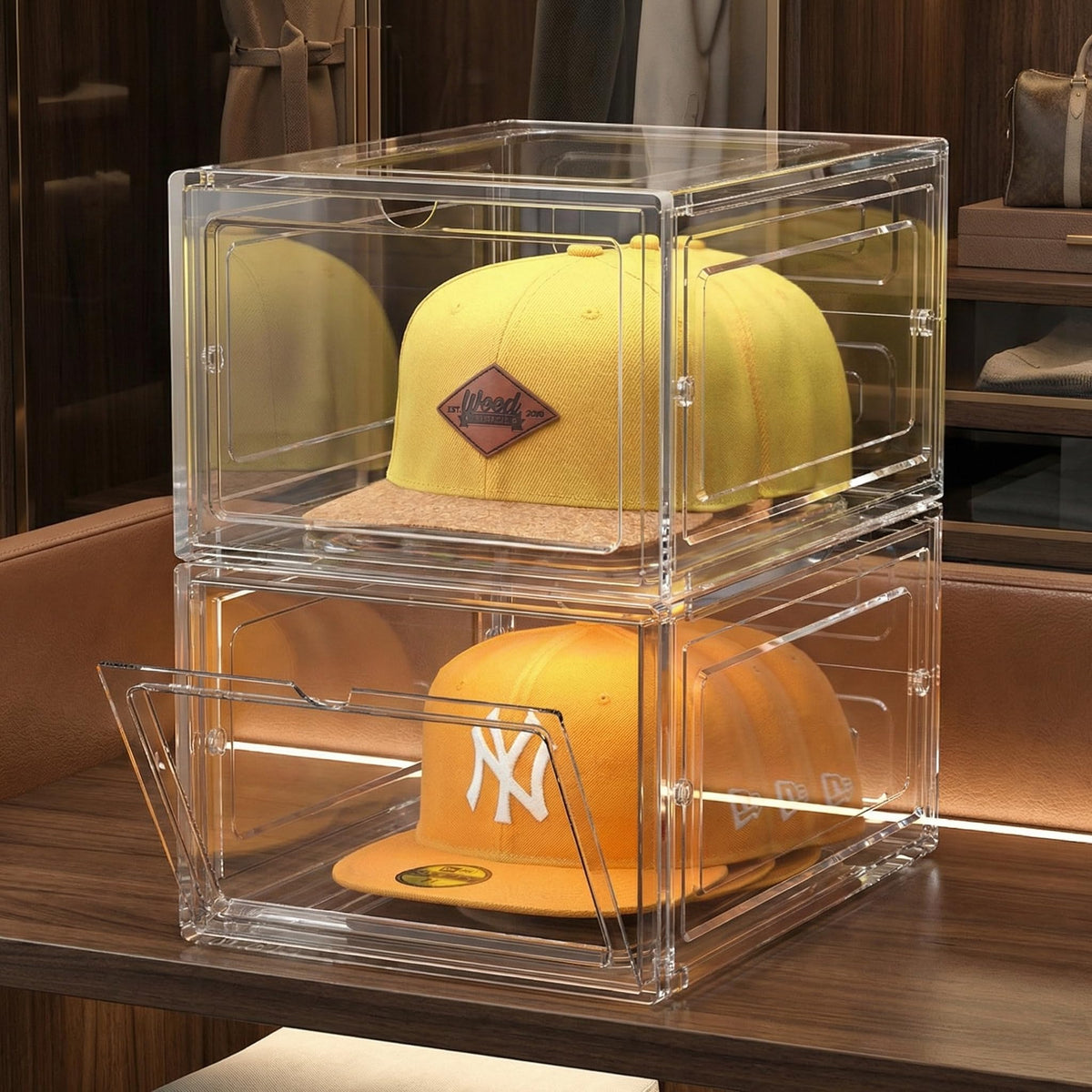 SCAVATA holds up to eight hats per box.