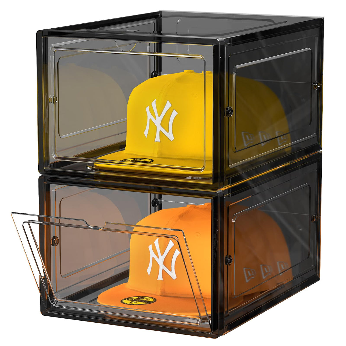 SCAVATA hat organizer box front view with stackable design for easy access