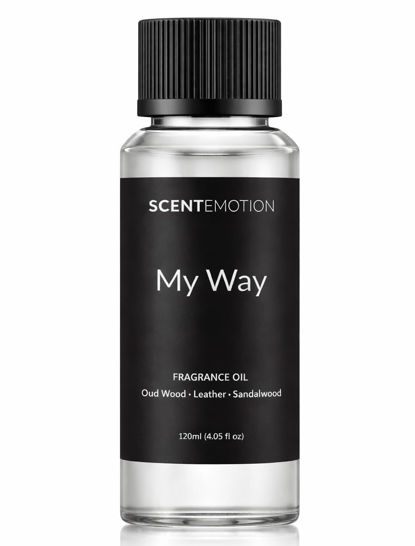 SCENTEMOTION My Way diffuser oil bottle closeup highlighting premium packaging and inviting aroma.