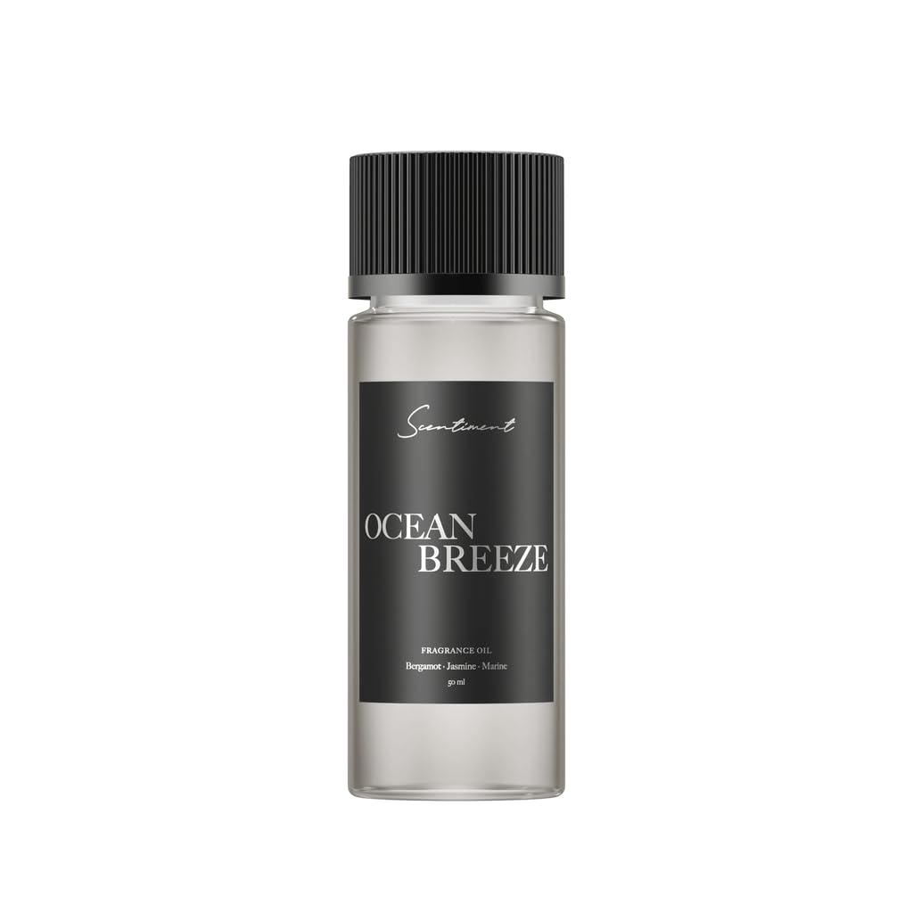 Scentiment Ocean Breeze oil with bergamot, lemon, jasmine for a luxurious aroma.