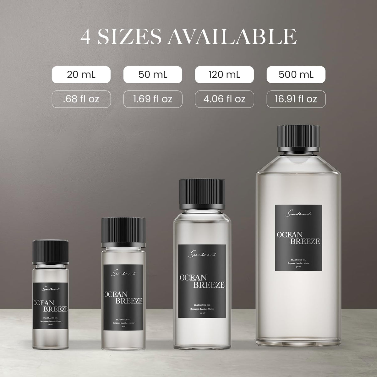 Diffuser-ready Scentiment Ocean Breeze oil enhancing room ambience.