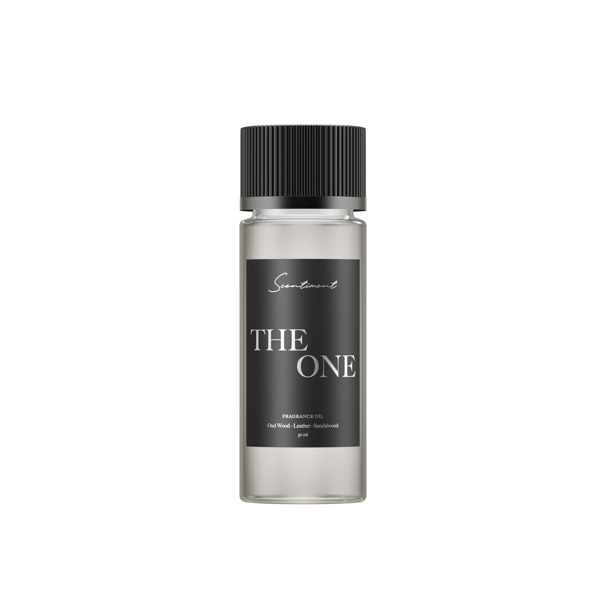 Scentiment The One diffuser oil bottle with cardamom, leather and lemon for luxurious ambiance.