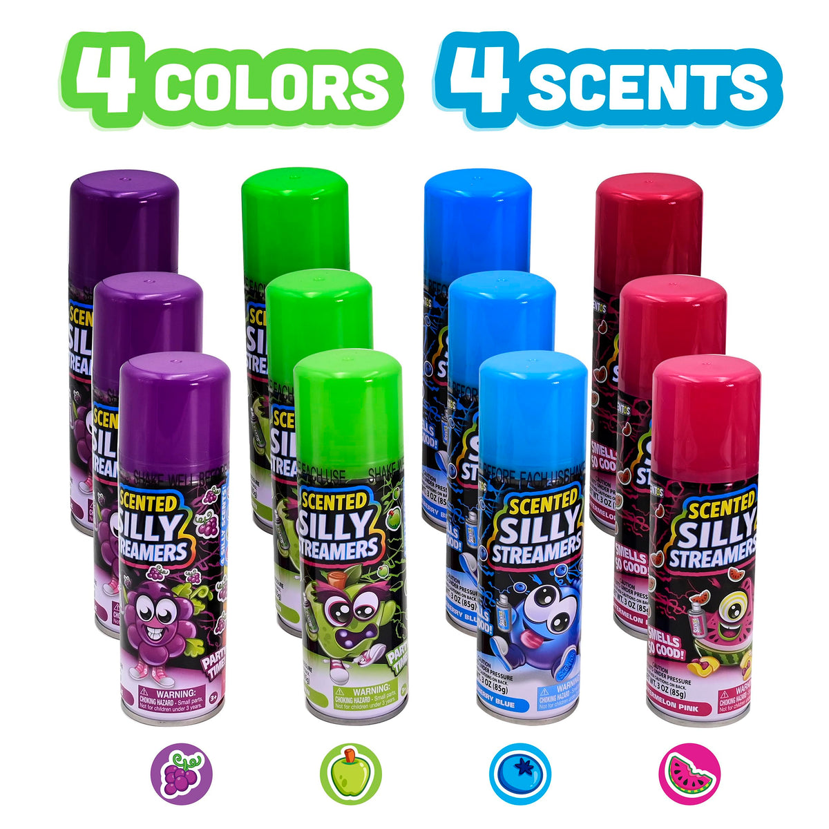 Scentos Scented Silly Streamers blue cans provide easy spray-on color and scent