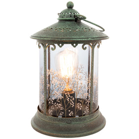 Scentsationals lantern wax warmer decor on table for warm ambience and fragrance.