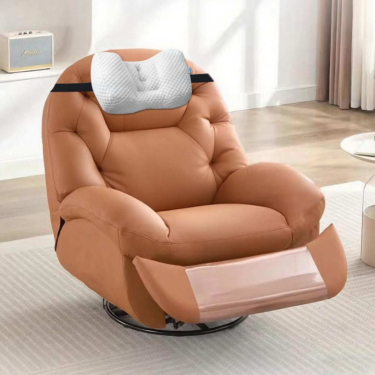SCFOAMZAI neck pillow with straps secures on chair