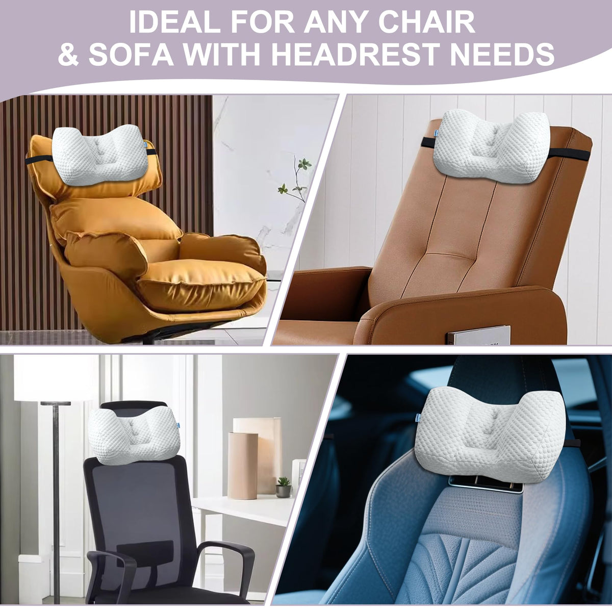 SCFOAMZAI ergonomic recliner pillow on grey chair