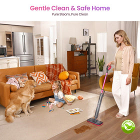 EPA-compliant steam cleaning without added chemicals on floors.