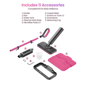 Schenley Steam Mop features a sleek, modern design in soft pink.
