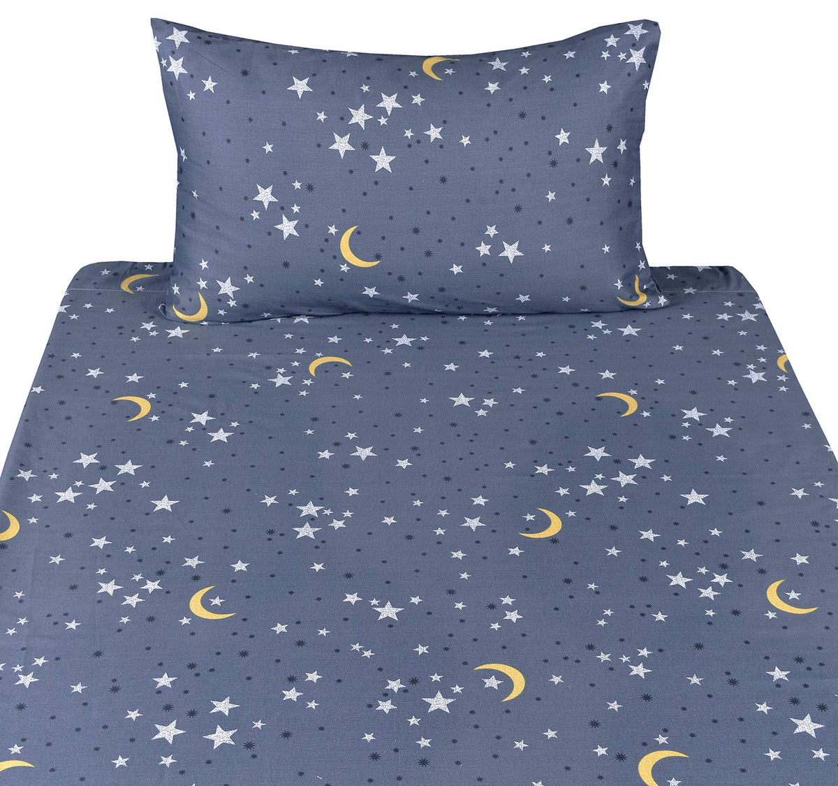Scientific Sleep Moon & Stars pillowcase delivers soft, gentle cotton for restful nights.
