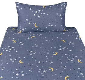 Scientific Sleep Moon & Stars pillowcase delivers soft, gentle cotton for restful nights.