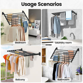 Scisum drying rack in use, drying towels and garments indoors