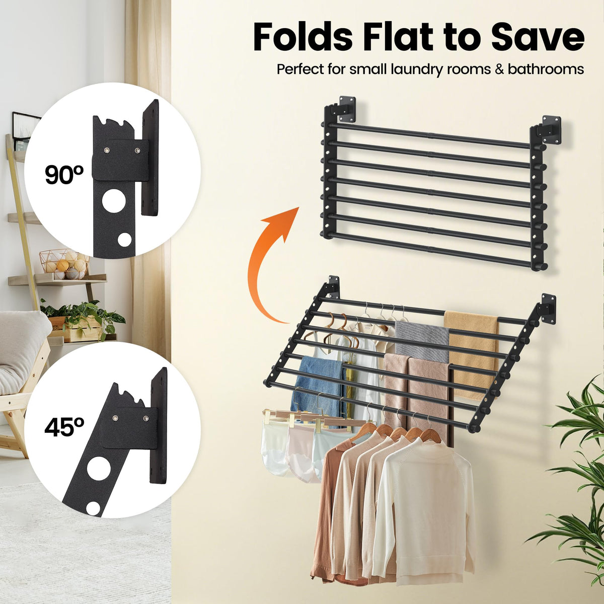 Scisum seven-rod drying rack provides ample space for daily laundry