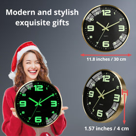 SCNFED wall clock night illumination glows in dark for quick time checks