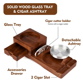 Scotte wooden ashtray with cigar slot ideal for home, office, or outdoor entertaining.