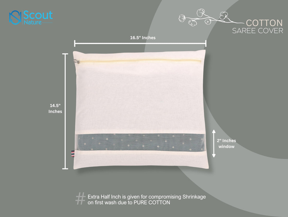 Scout Nature saree cover with zipper metal runner close-up highlights secure closure