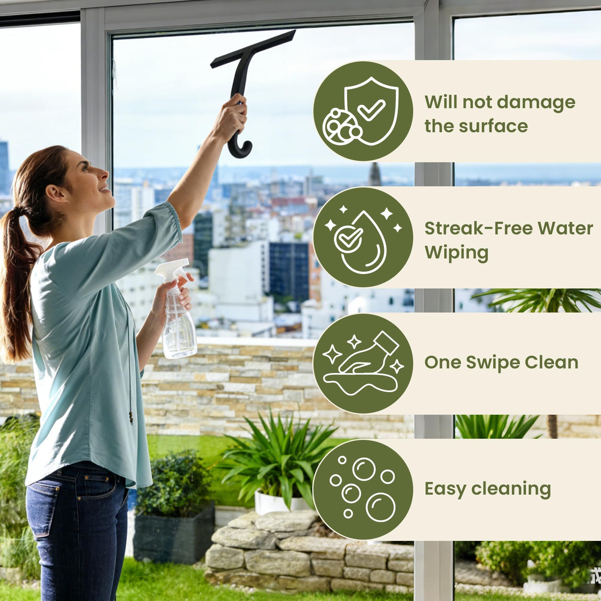 SCOPOW multi-purpose squeegee suitable for glass, windows, tiles, and cars.