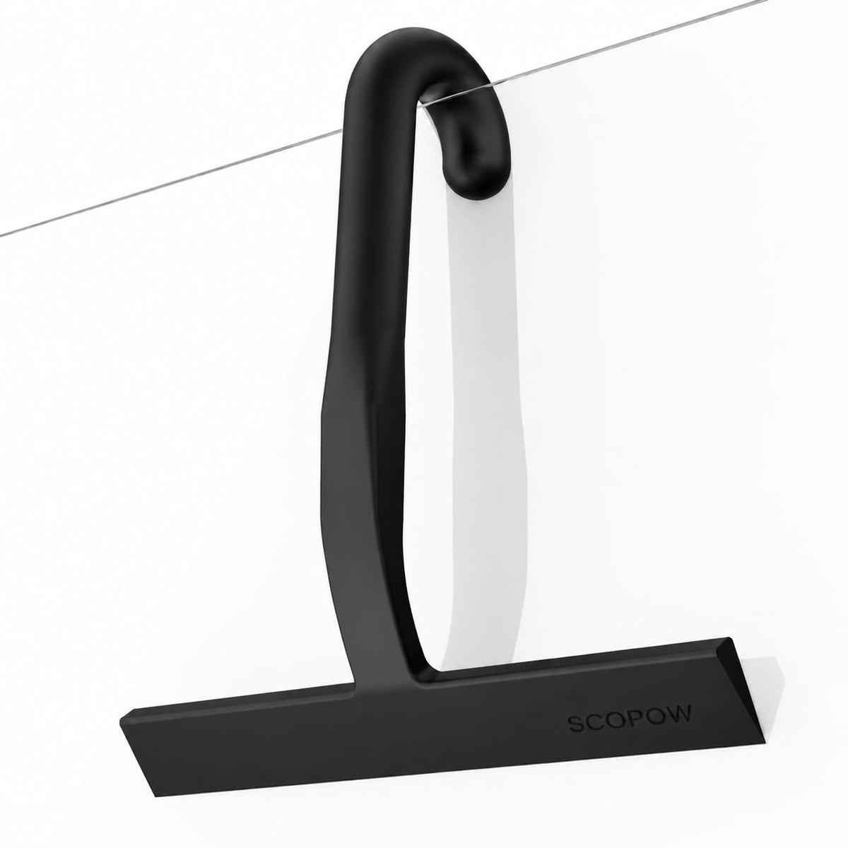 SCOPOW shower squeegee with ergonomic round grip for comfortable, streak-free glass cleaning.