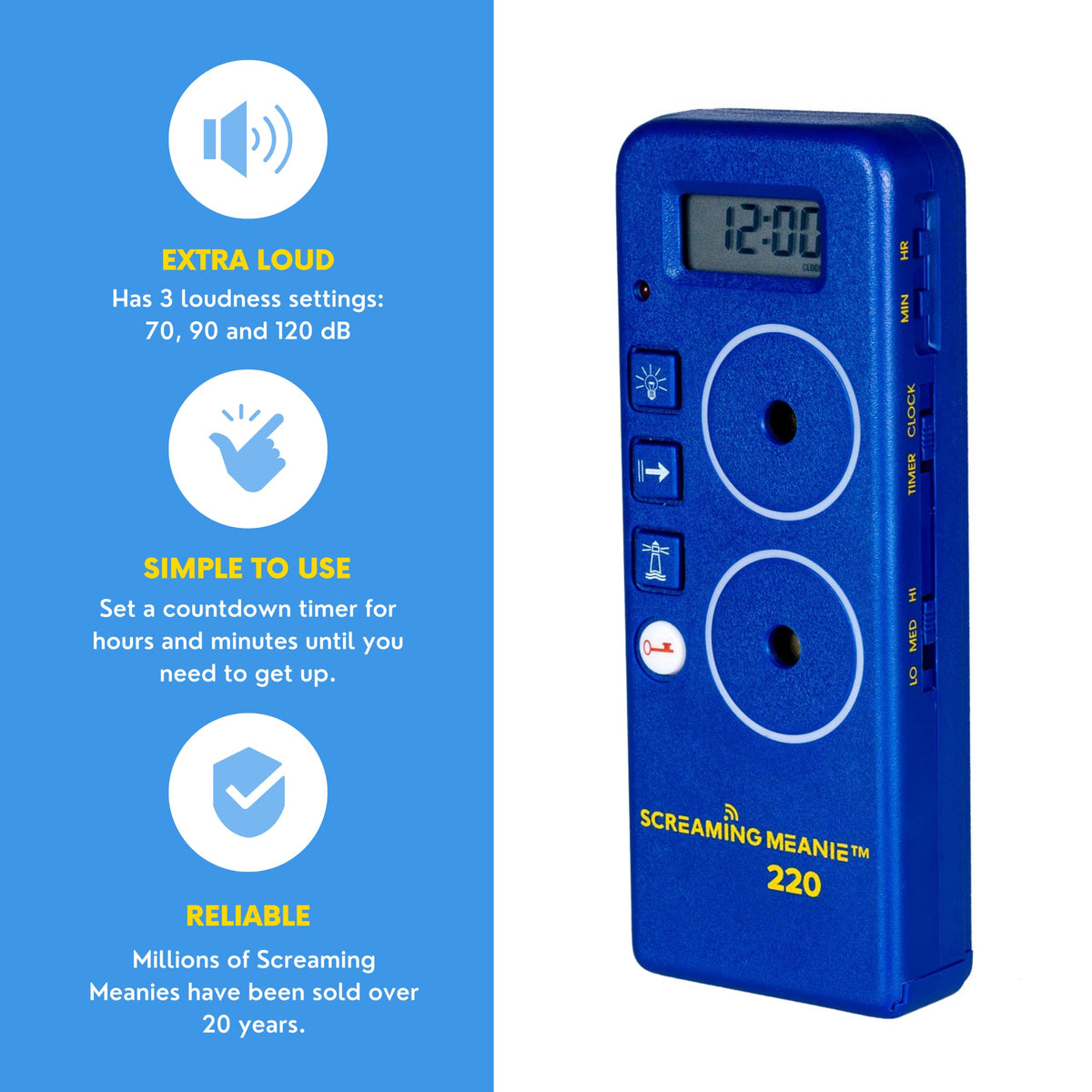 Screaming Meanie 220 digital display highlighted for easy reading in noise