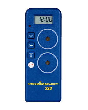 Screaming Meanie 220 alarm clock front view with bold display for deep sleepers
