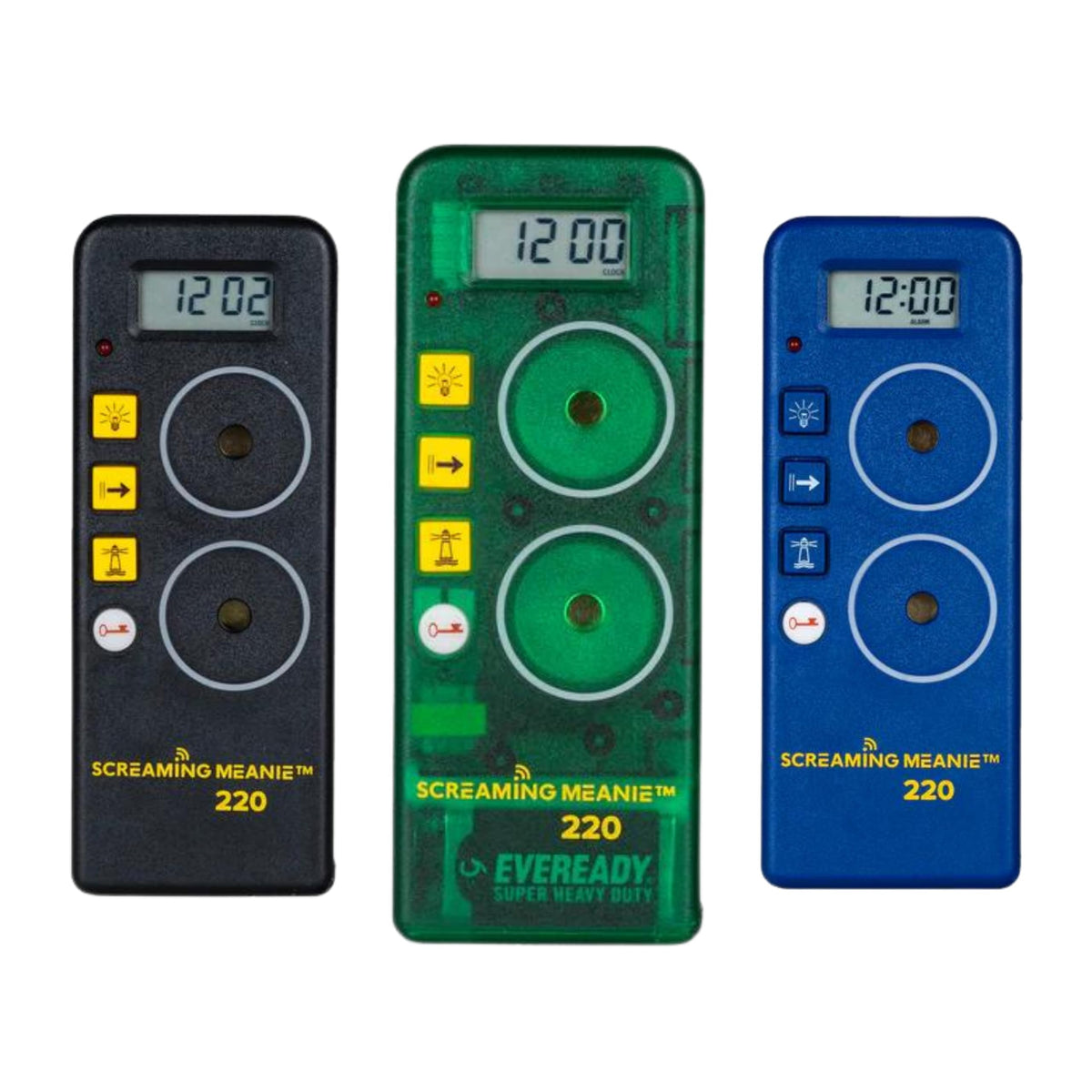 Screaming Meanie 220 compact clock fits in a pocket