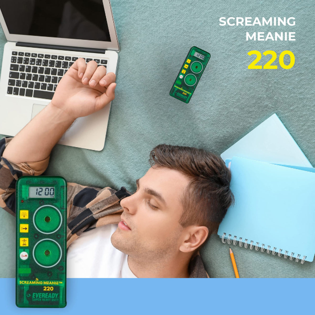 Screaming Meanie 220 visor clip in use on car sun-visor