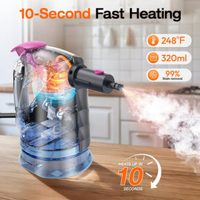 ScrubWiz detachable handheld steamer for precise spot cleaning on upholstery and interiors.