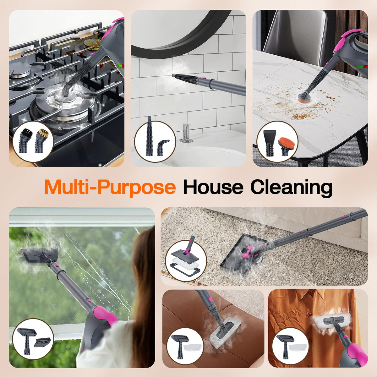 ScrubWiz safety lock enables hands free steaming for safer, longer cleaning.