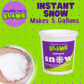 Maddie Rae's Instant Snow XL bottle pouring to fluffy faux snow