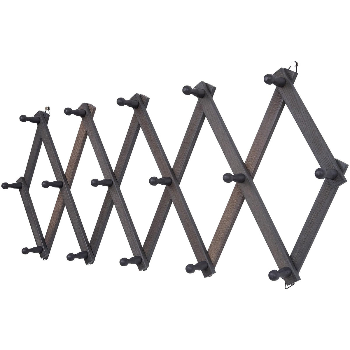 SCUNDA accordion-design hat rack expands to save wall space in entryways.