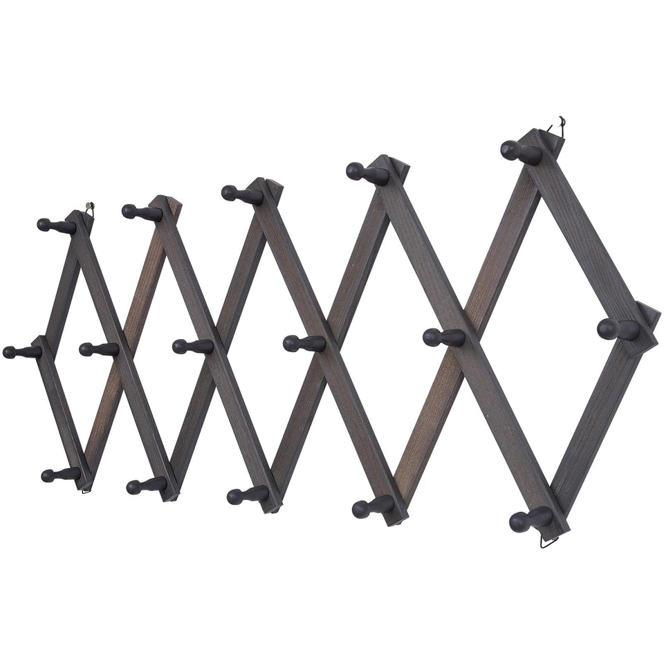 SCUNDA accordion-design hat rack expands to save wall space in entryways.
