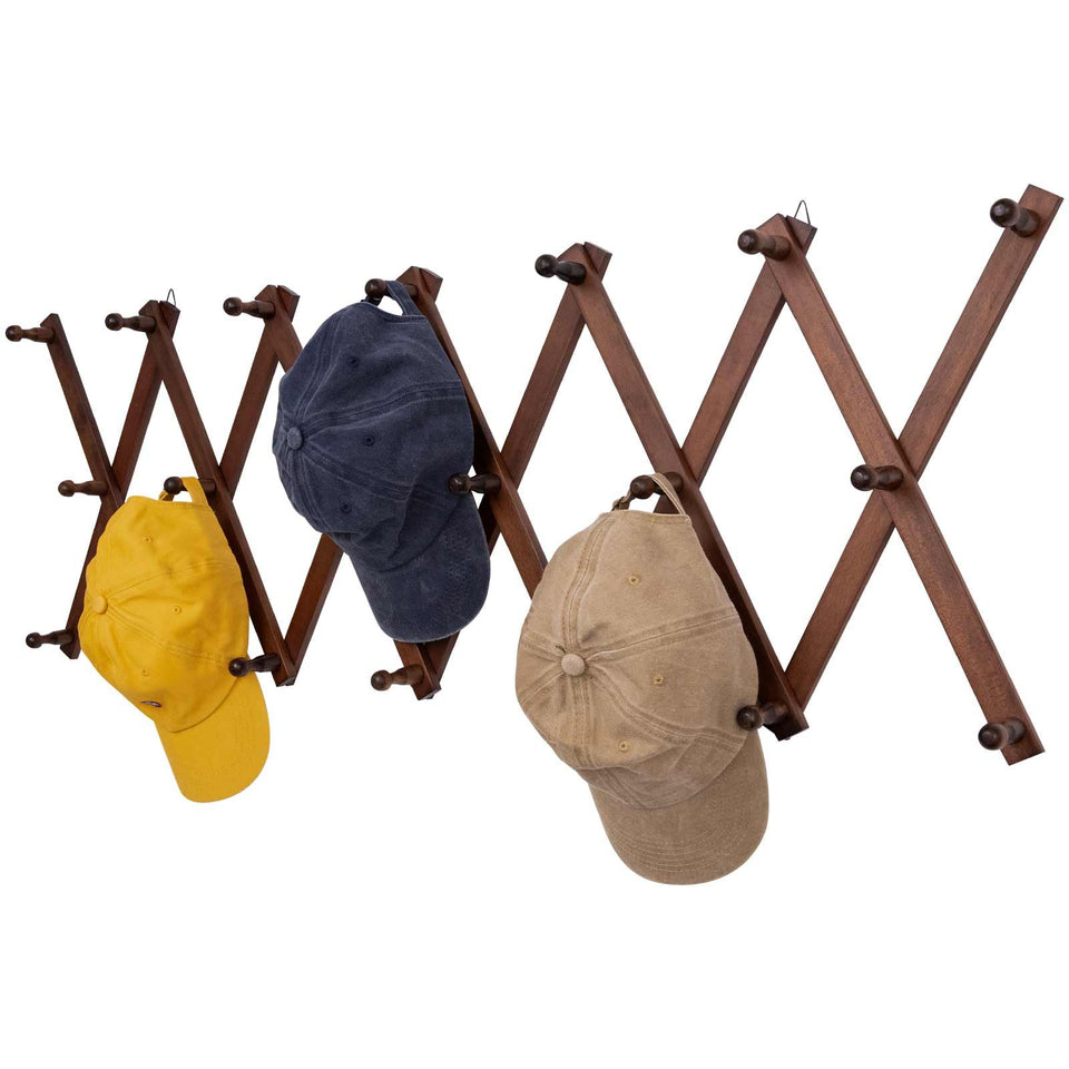 SCUNDA accordion wall hanger with 20 hooks in closed view for compact storage.