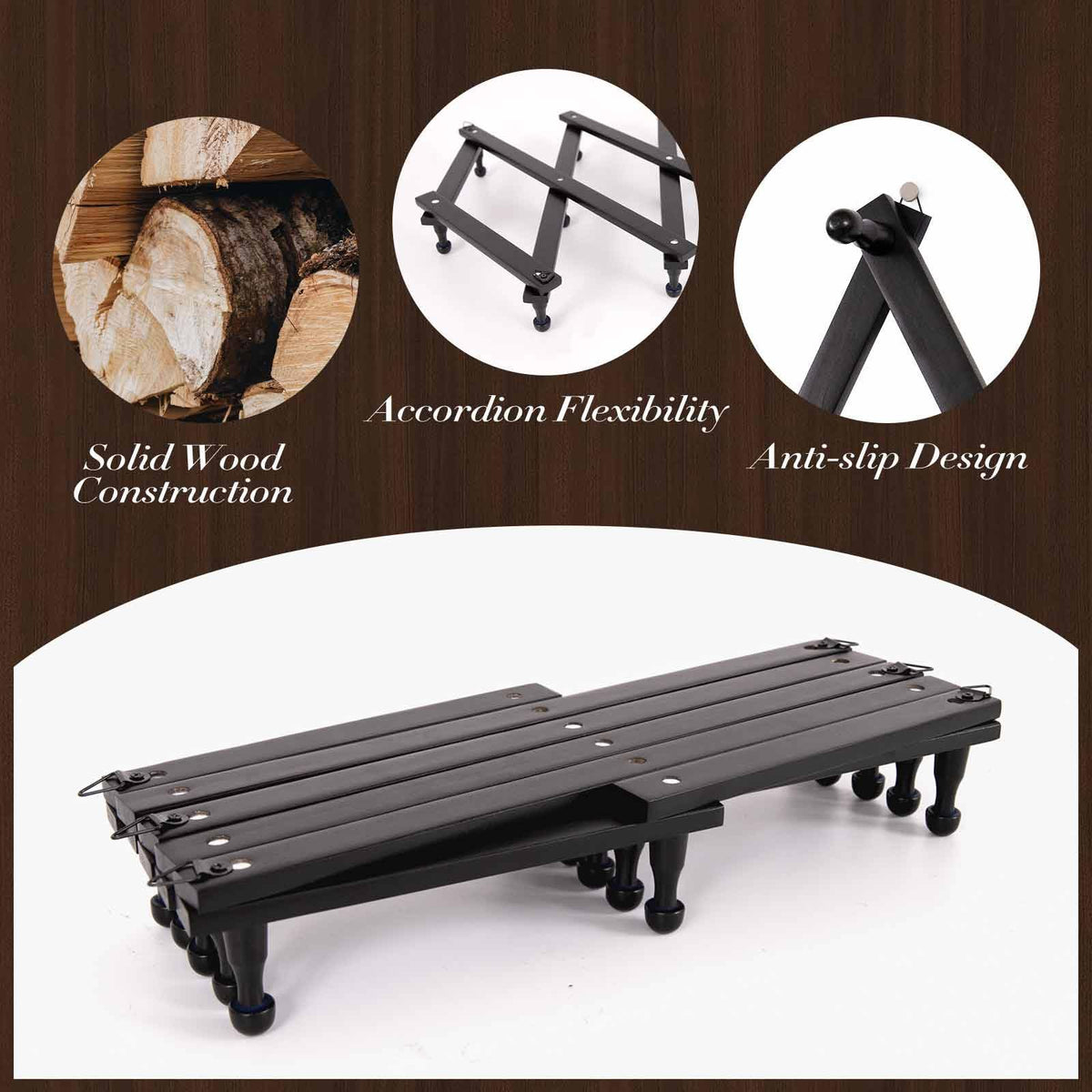 SCUNDA accordion wall hanger collapsed for compact wall space saving.