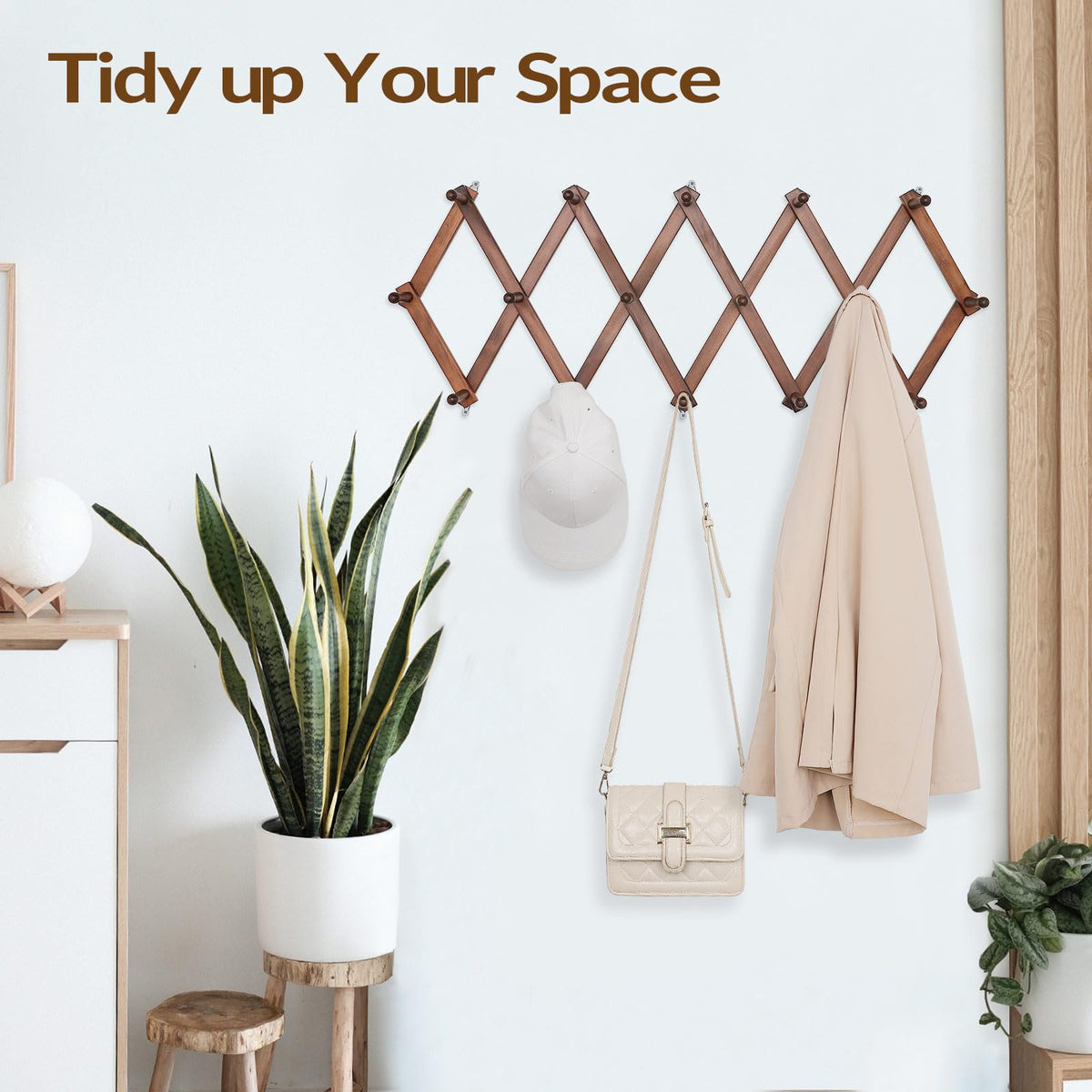 SCUNDA 16-inch wall hook rack adds versatile storage without bulk
