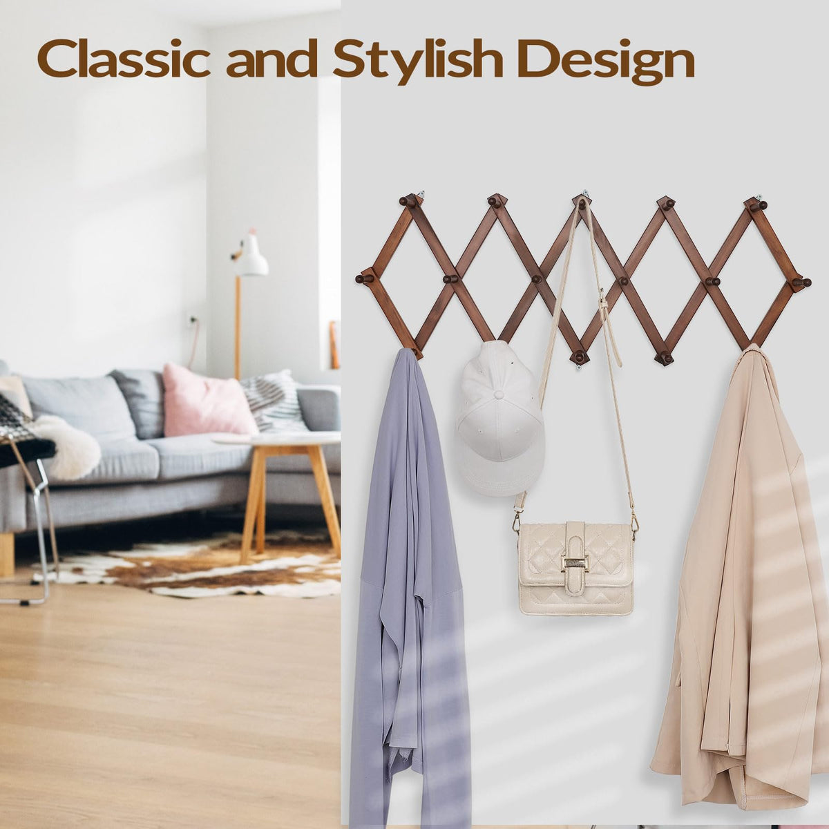 SCUNDA hat rack mounted on door offers quick access to daily wear