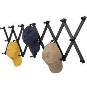 SCUNDA wall rack with 20 hooks expanded to organize coats and bags efficiently