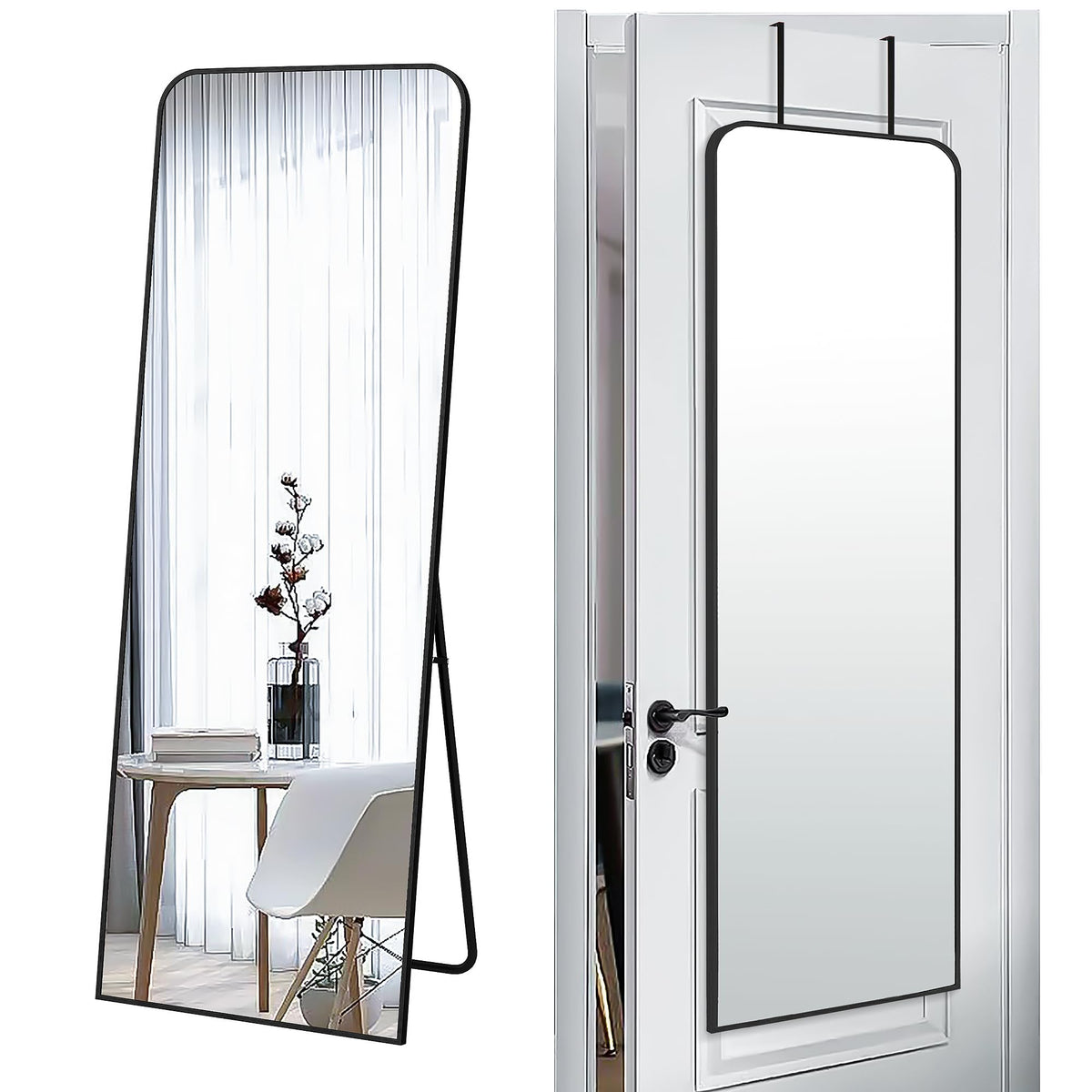 SCWF-GZ 57x20 door-hanging mirror shows full-length view for a spacious entryway