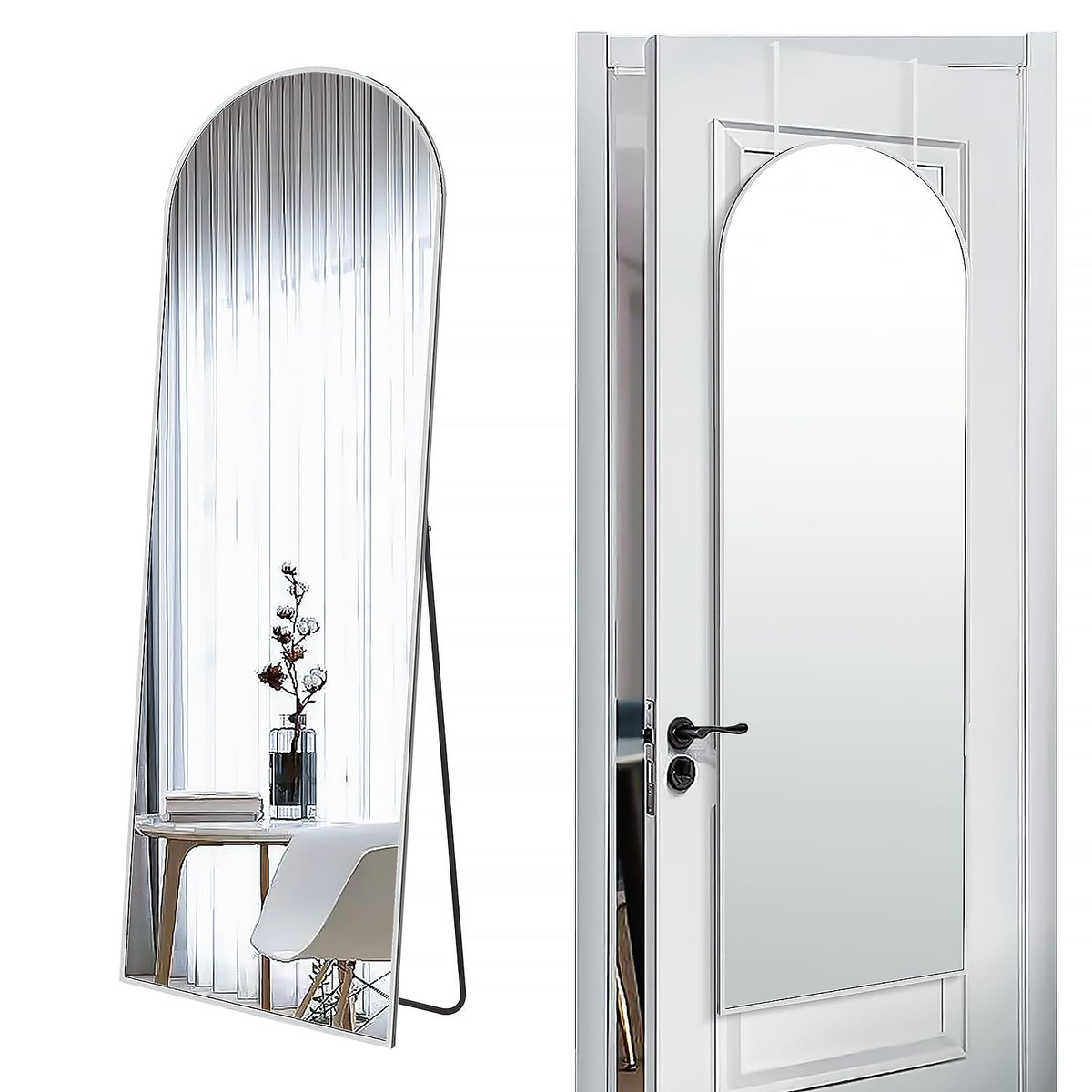 SCWF-GZ 57x20 door mirror front view showing full-body reflection for entryway use