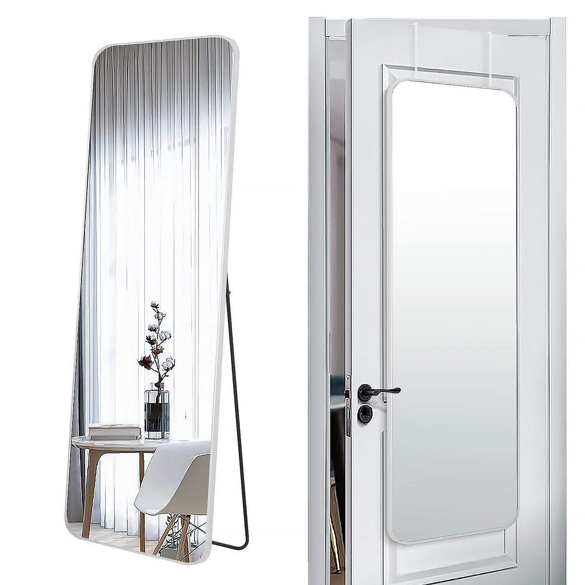 SCWF-GZ 57x20 door mirror offers clear HD reflection for quick outfit checks.