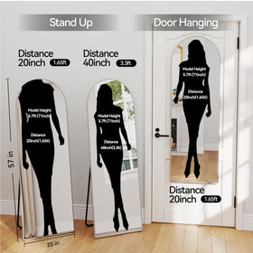 SCWF-GZ 57x20 floor stand setup demonstrating flexible full-length visibility